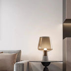 NovaVale Amber Glass Table Lamp With Solid Cement Base