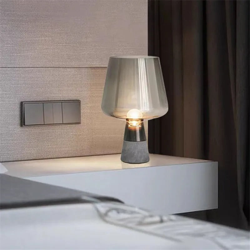 NovaVale Amber Glass Table Lamp With Solid Cement Base