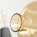 NovaVale Amber Glass Table Lamp With Solid Cement Base