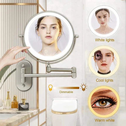 Aurora Gold LED Magnifying Mirror for Makeup and Vanity