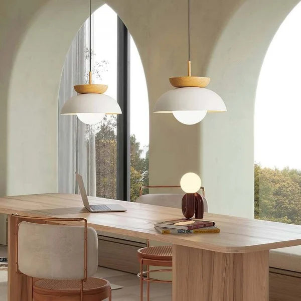 Liora Half-wood Pendant Light With Water-transfer Wood