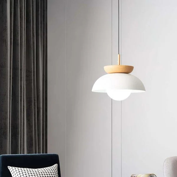Liora Half-wood Pendant Light With Water-transfer Wood