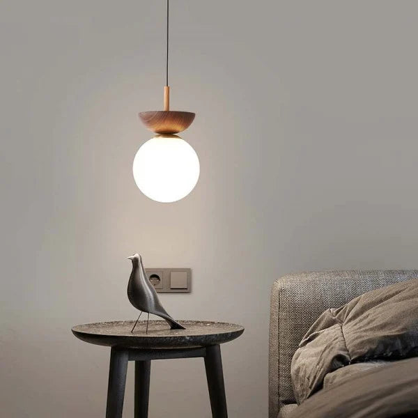 Liora Half-wood Pendant Light With Water-transfer Wood