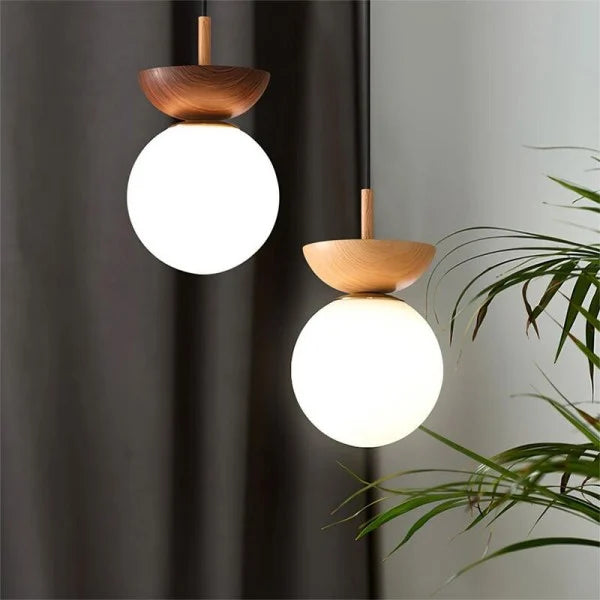 Liora Half-wood Pendant Light With Water-transfer Wood