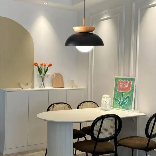 Liora Half-wood Pendant Light With Water-transfer Wood