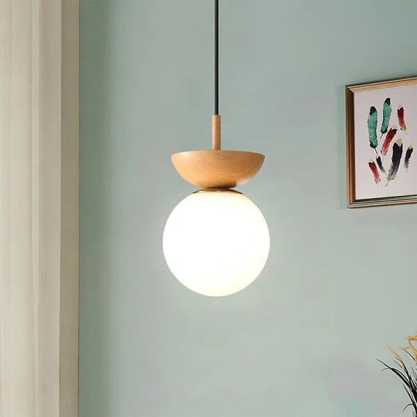 Liora Half-wood Pendant Light With Water-transfer Wood