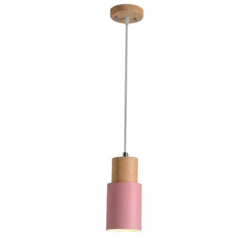 Lampada a sospensione nordica colorata Lumiya con base in legno