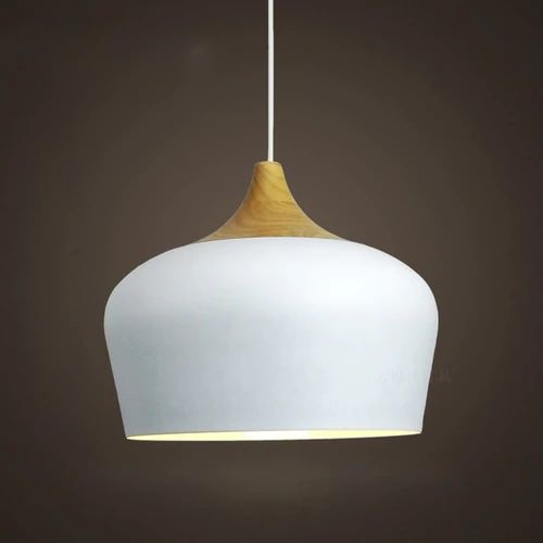 Soft Pastel Metal and Wood Pendant Lights