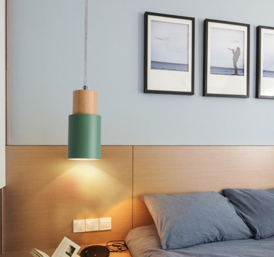 Lumiya Colorful Nordic Pendant Lamp With Wood Base
