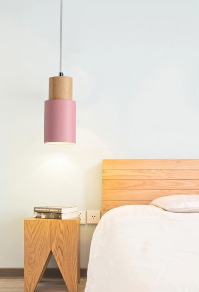 Lumiya Colorful Nordic Pendant Lamp With Wood Base