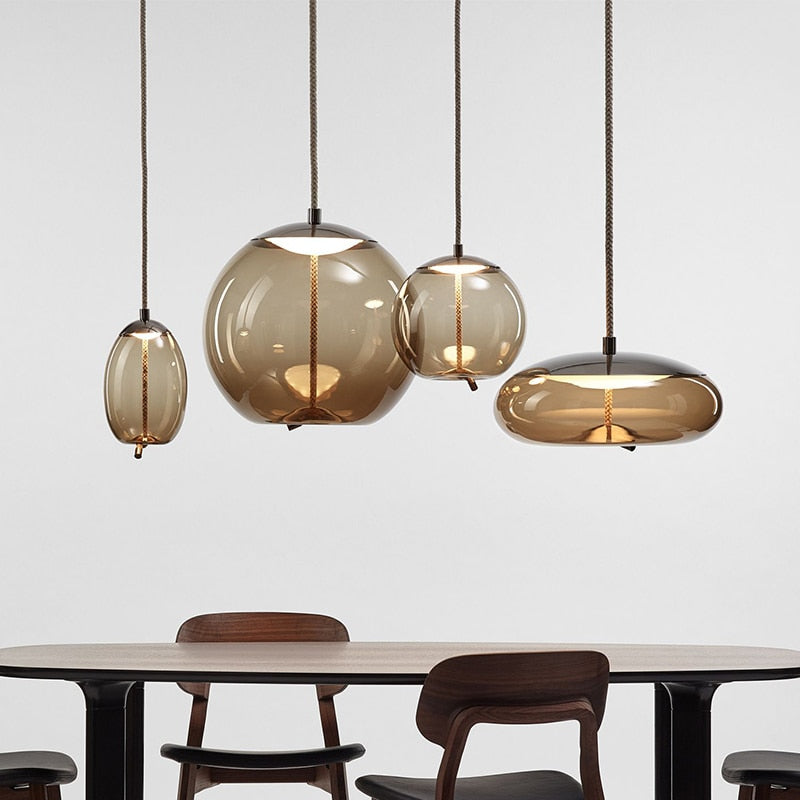 Scandinavian Rope And Glass Pendant Lights