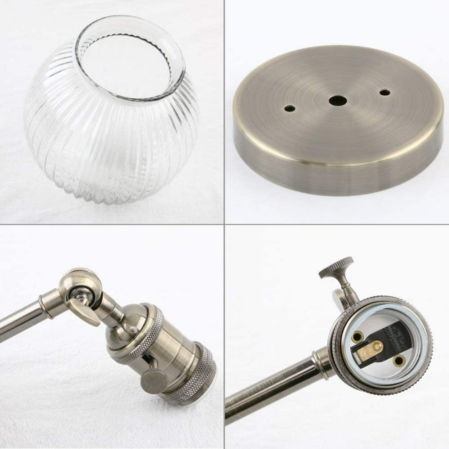 Lampada da parete Globe in vetro strutturato