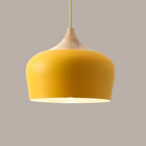 Soft Pastel Metal and Wood Pendant Lights