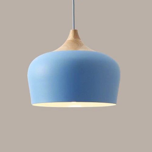 Soft Pastel Metal and Wood Pendant Lights