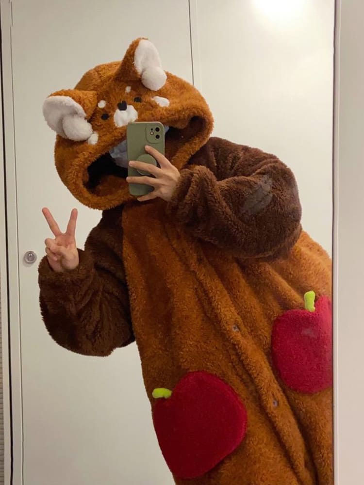 Kawaii Red Panda Pajama Set For Cozy Cartoon Sleepwear