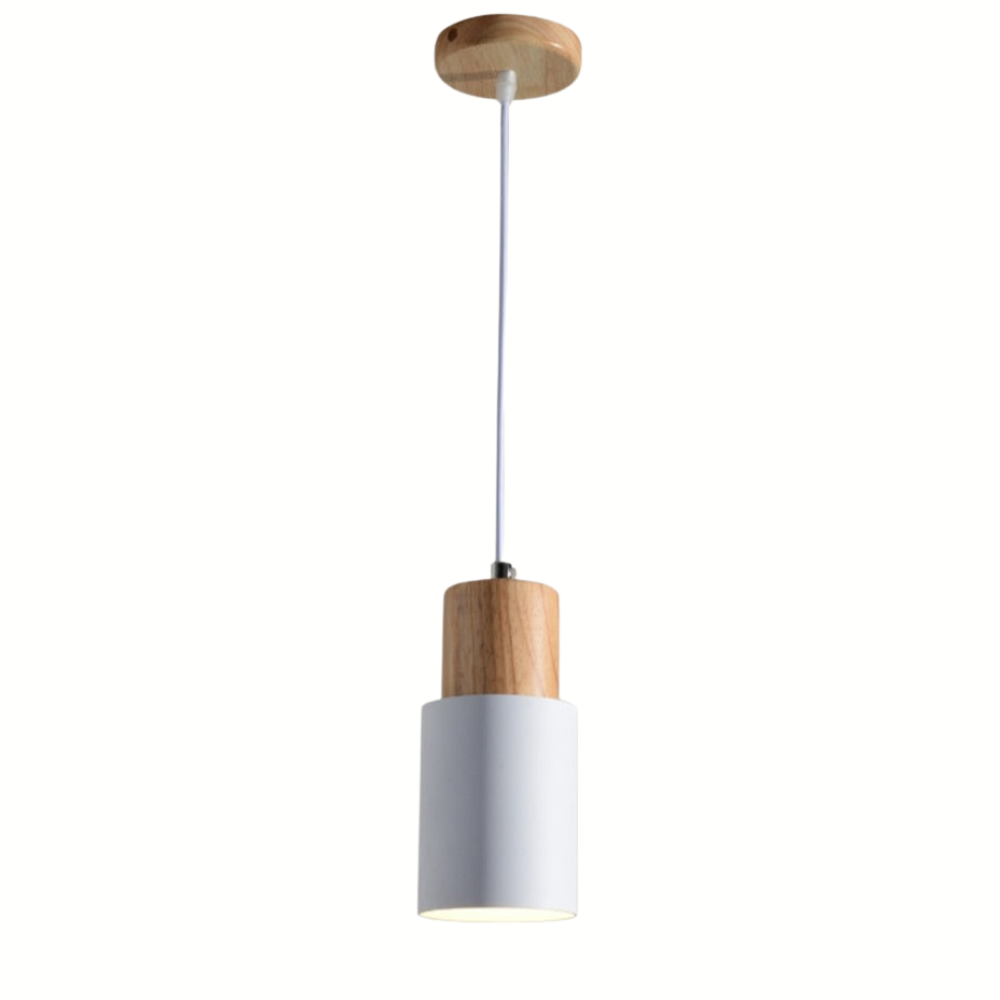 Lampada a sospensione nordica colorata Lumiya con base in legno
